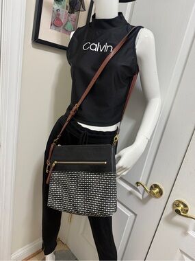 Coated canvas and leather crossbody bag, Fossil Fiona